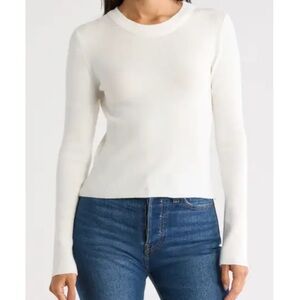 Ivory long sleeve be rib knit pullover